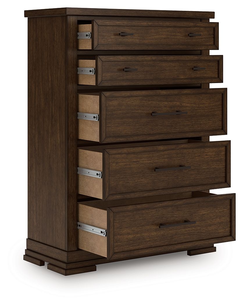 Taffenbrook - Five Drawer Chest - Medium Brown – Accent Chests
