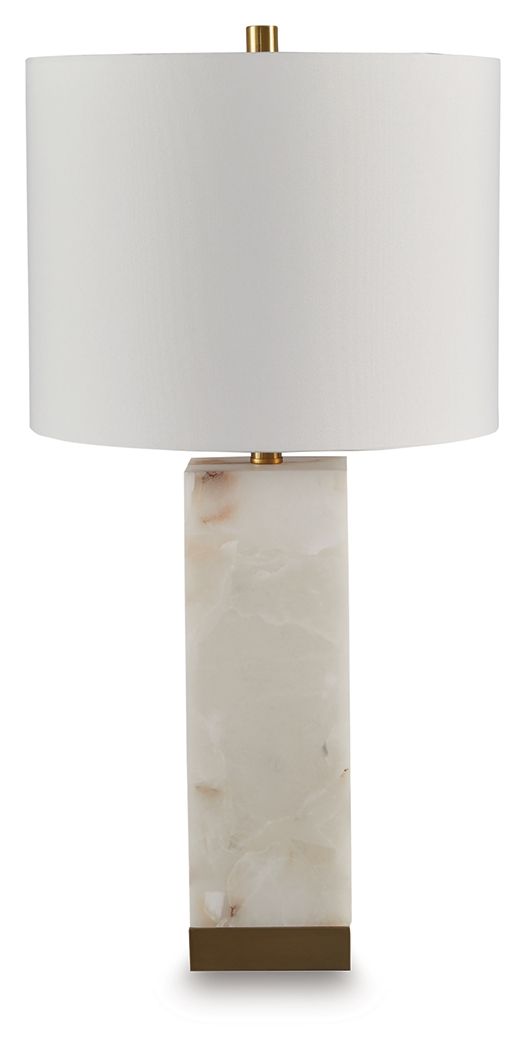 Linderfield - Alabaster Table Lamp - White / Gold Finish by Ashley – Table Lamps