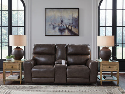 Crossplex - Power Reclining Loveseat / Console / Adjustable Headrest - Smoke by Ashley – view 4