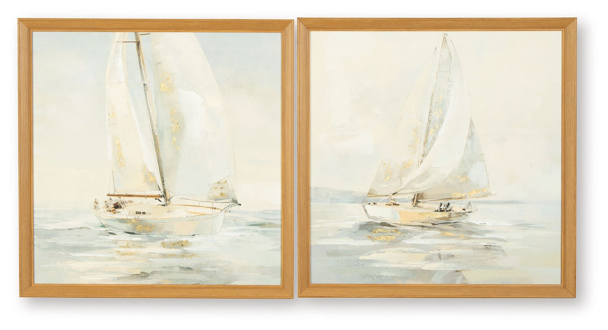 Winbrook - Wall Art Set (Set of 2) - Gray / Tan / Gold Finish by Ashley – Canvas Art Sets