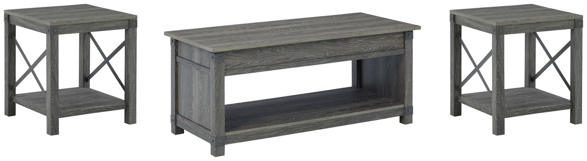 Freedan - 3 Pc. - Coffee Table, 2 End Tables - Grayish Brown by Ashley – Table Sets