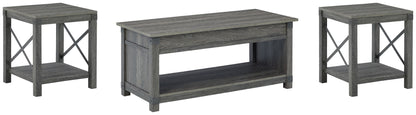 Freedan - 3 Pc. - Coffee Table, 2 End Tables - Grayish Brown by Ashley – Table Sets