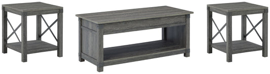 Freedan - 3 Pc. - Coffee Table, 2 End Tables - Grayish Brown by Ashley – Table Sets