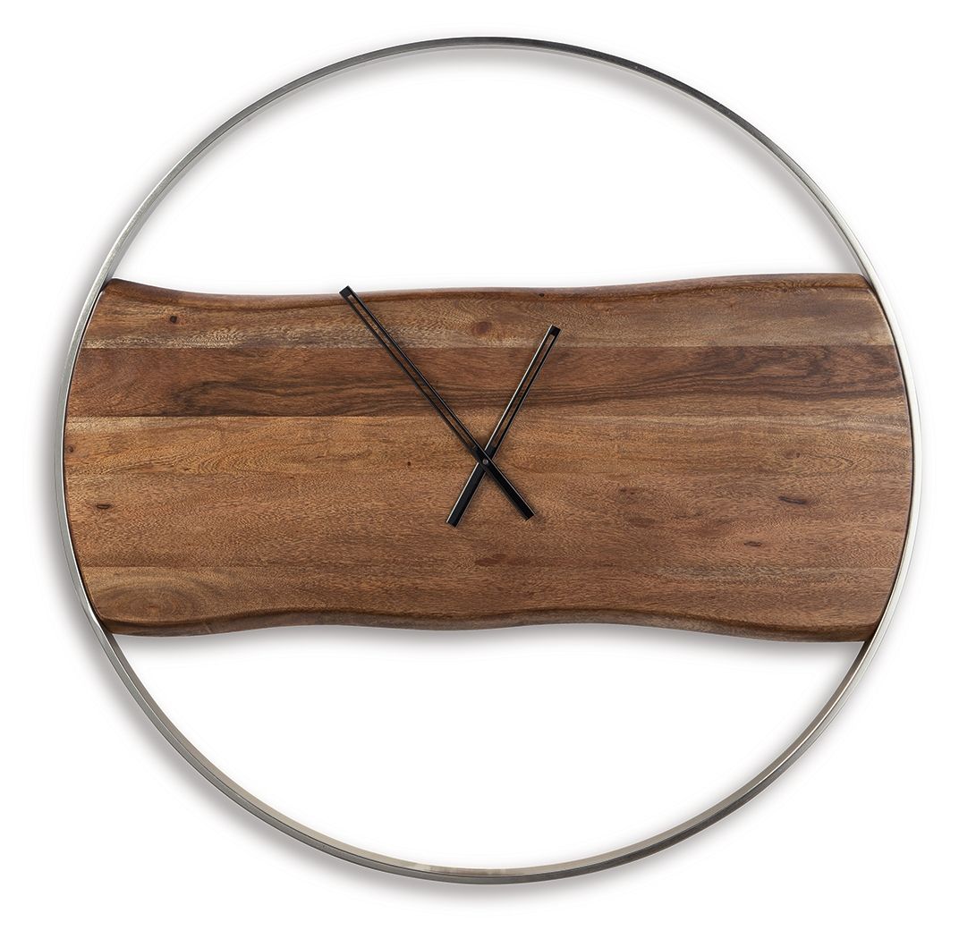 Panchali - Wall Clock - Brown / Silver Finish by Ashley – view 4