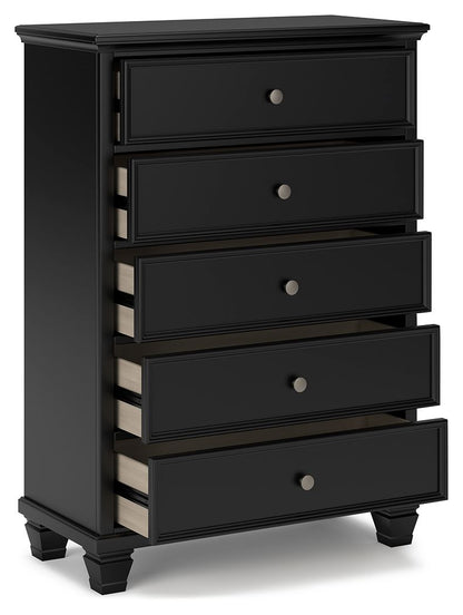 Lanolee - Five Drawer Chest - Black by Ashley – view 4