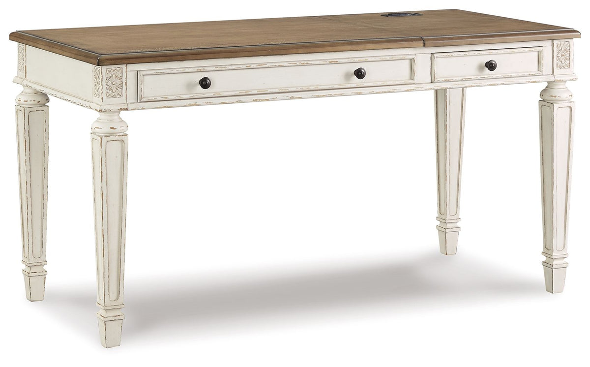 Realyn - Home Office Lift Top Desk - White / Brown by Ashley – Lift Top Desks