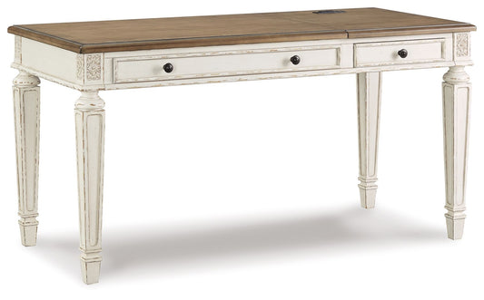 Realyn - Home Office Lift Top Desk - White / Brown