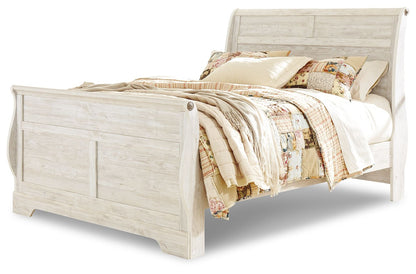 Willowton - Queen Sleigh Bed - Whitewash by Ashley – Sleigh Beds