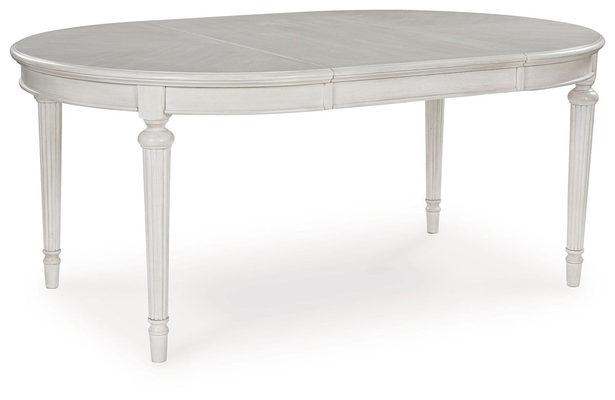 Montelaine - Oval Dining Room Extension Table - Antique White – Dining Tables with Extensions