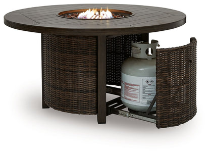 Monterey Point - Round Fire Pit Table - Dark Brown by Ashley – view 4