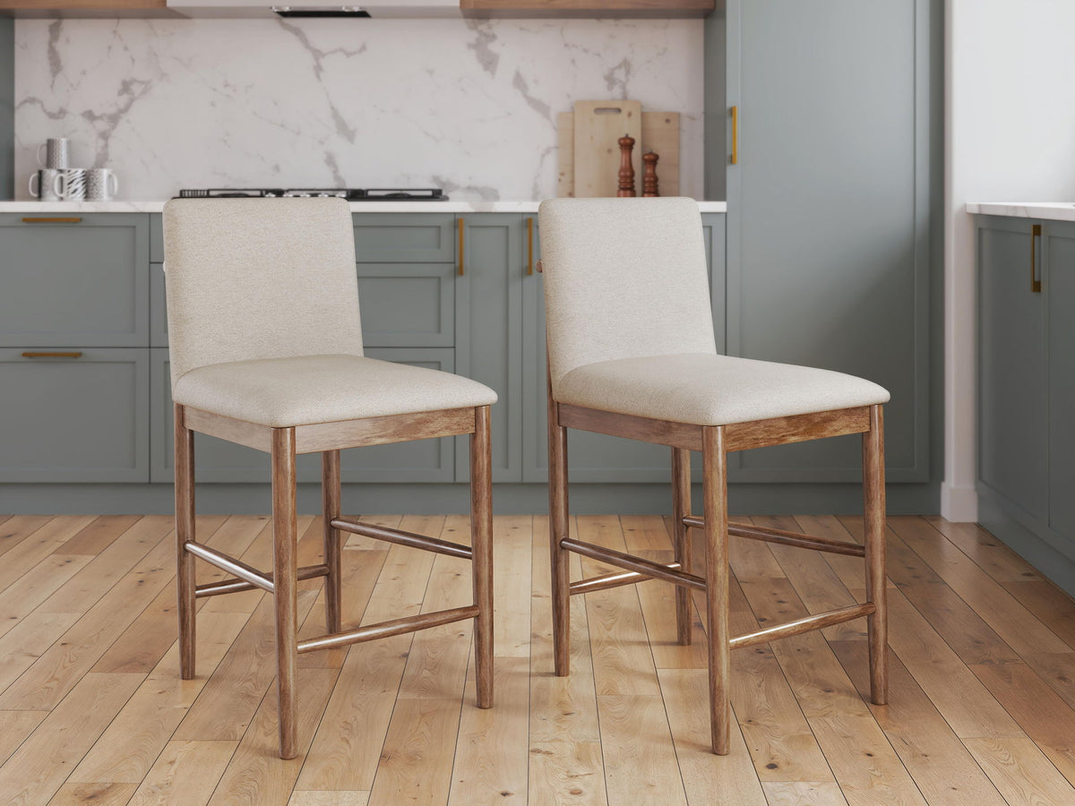 Isanti - Upholstered Barstool (Set of 2) - Light Brown by Ashley – view 4
