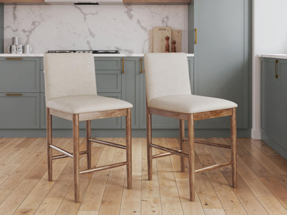 Isanti - Upholstered Barstool (Set of 2) - Light Brown by Ashley – view 4