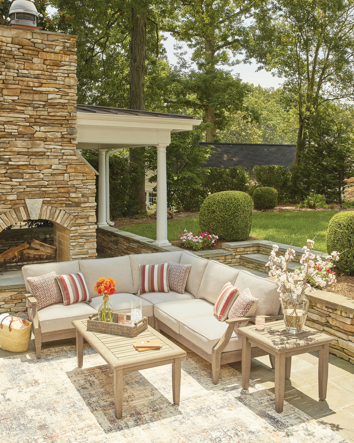 Clare View - 3-Piece Outdoor Sectional - Beige by Ashley – view 4