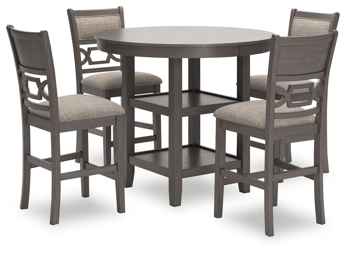 Wrenning - Drm Counter Table Set (Set of 5) - Gray by Ashley – 5 Piece Dining Room Sets
