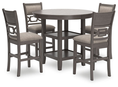 Wrenning - Drm Counter Table Set (Set of 5) - Gray by Ashley – 5 Piece Dining Room Sets