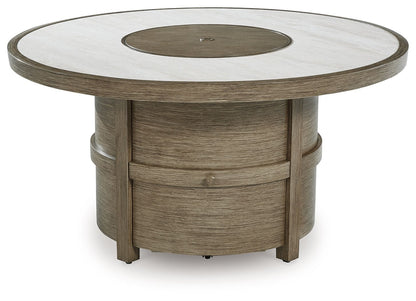 Rainier Ranch - Round Fire Pit Table - Beige by Ashley – view 4