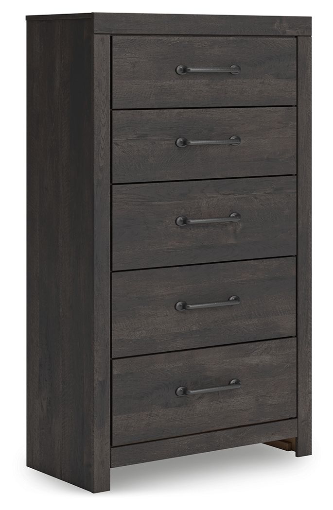 Hollivern - Five Drawer Chest - Dark Gray by Ashley – Accent Chests