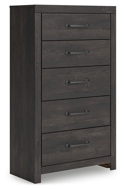 Hollivern - Five Drawer Chest - Dark Gray by Ashley – Accent Chests