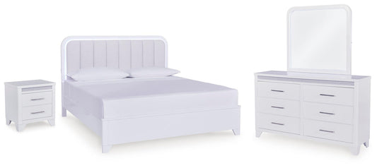 Jarlee - 4 Pc. - King Panel Bed, Dresser, Mirror And Nightstand - White – 4 Piece Bedroom Sets