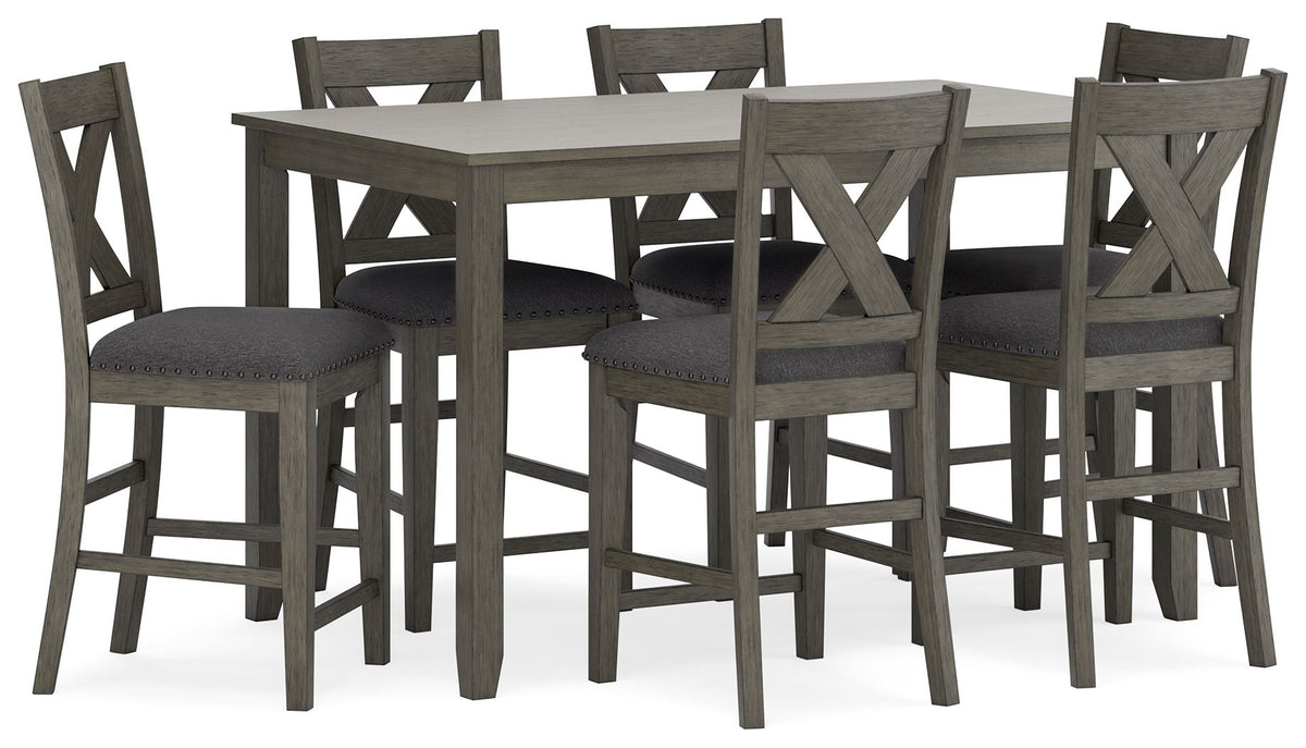 Caitbrook - Rect Drm Counter Table Set (Set of 7) - Gray by Ashley – 7 Piece Dining Room Sets
