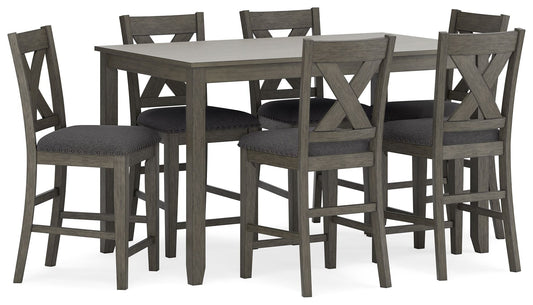 Caitbrook - Rect Drm Counter Table Set (Set of 7) - Gray by Ashley – 7 Piece Dining Room Sets