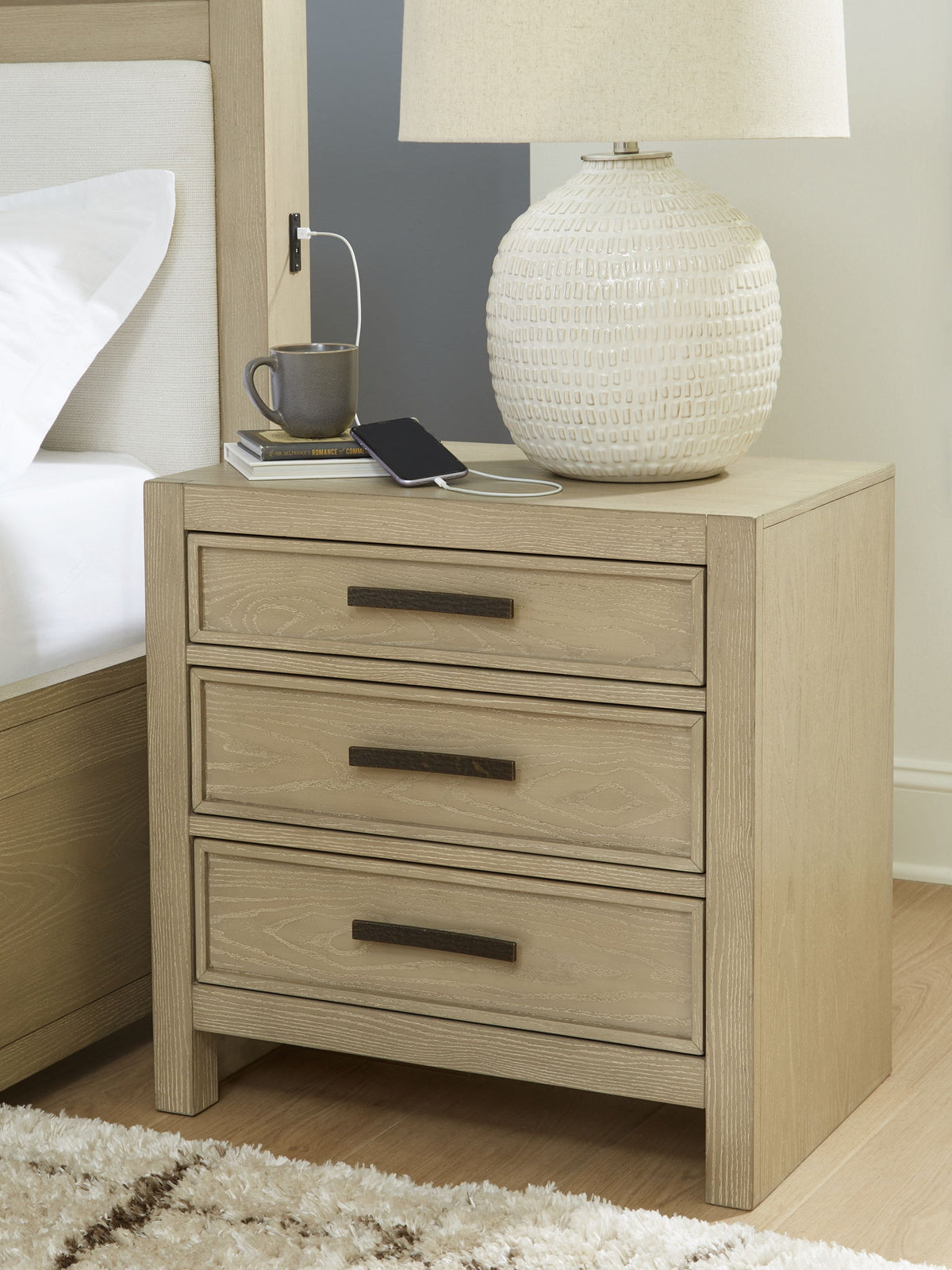 Calmoro - Three Drawer Night Stand - Gray by Ashley – view 4