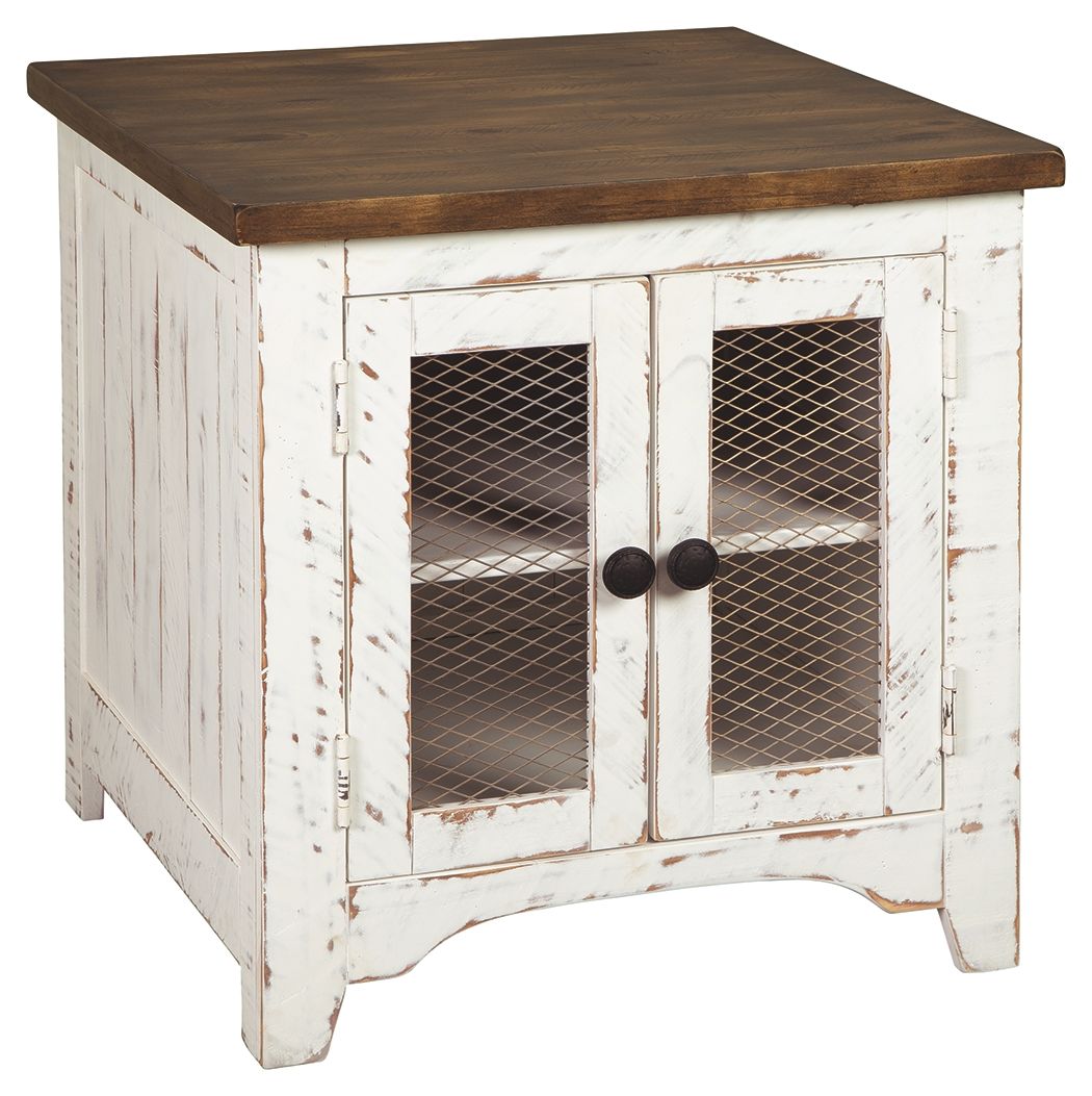 Wystfield - Rectangular End Table - 2 Doors - White / Brown by Ashley – End Tables