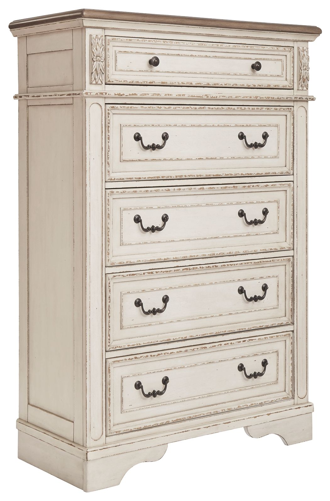 Realyn - Five Drawer Chest - White / Brown / Beige by Ashley – Accent Chests