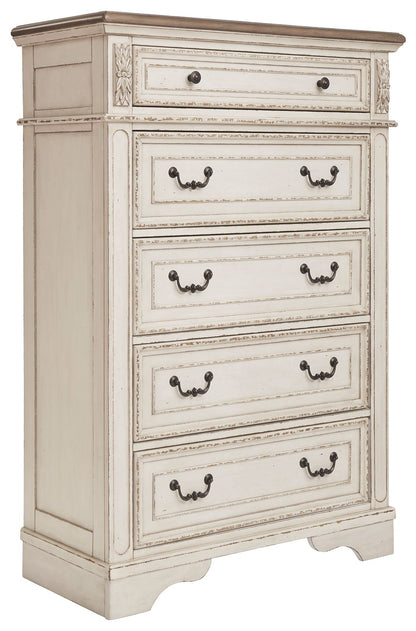 Realyn - Five Drawer Chest - White / Brown / Beige by Ashley – Accent Chests