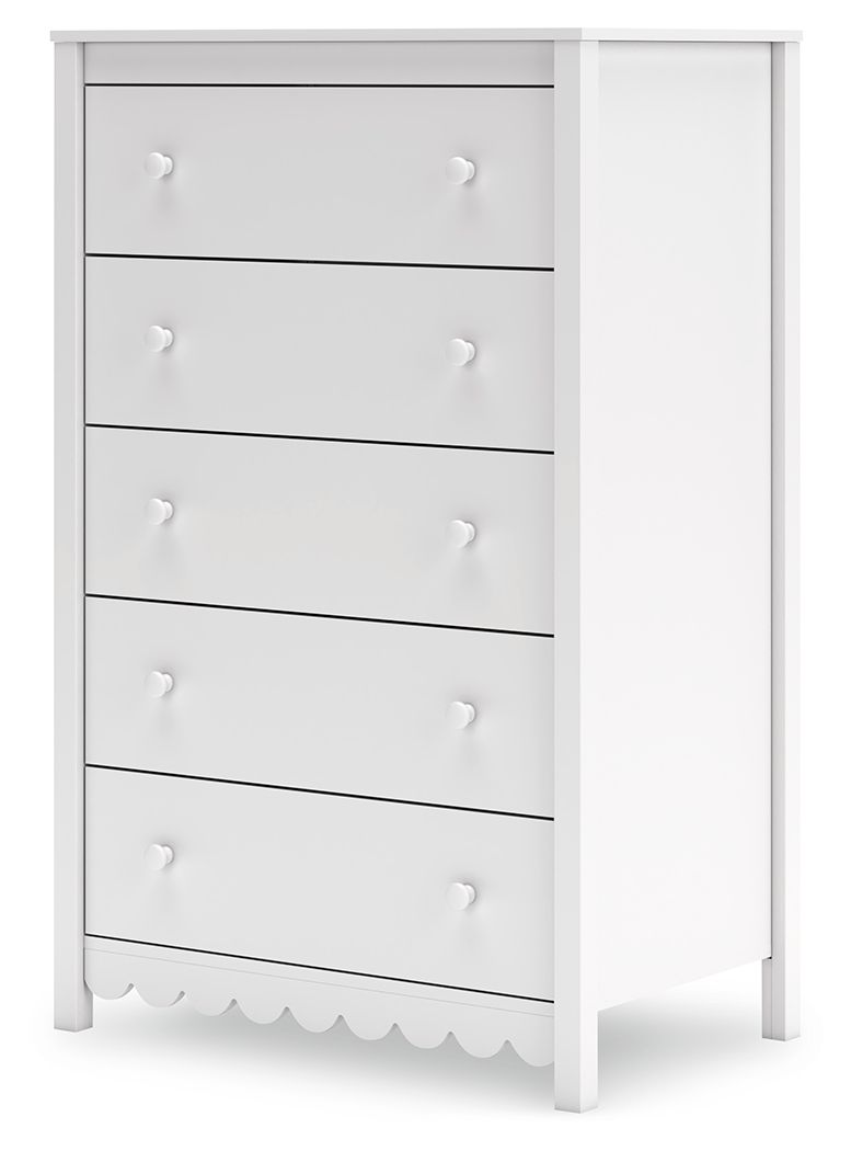 Hallityn - Five Drawer Chest - White by Ashley – view 4