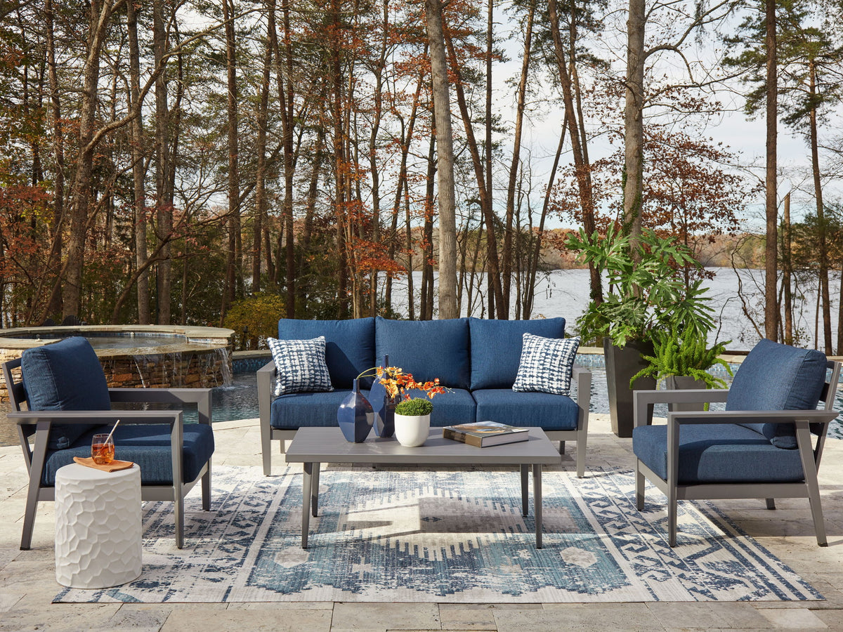 Gali - Sofa / Chairs / Table Set (Set of 4) - Gray / Blue by Ashley – view 4