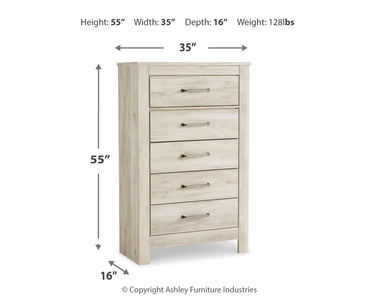 Bellaby - Five Drawer Chest - Whitewash by Ashley – view 4