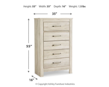 Bellaby - Five Drawer Chest - Whitewash by Ashley – view 4