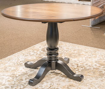 Clorazi - Round Dining Room Drop Leaf Table - Black / Brown by Ashley – Dining Tables