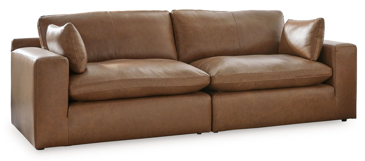 Emilia - 3 Pc. - 2-Piece Sectional Loveseat, Ottoman - Caramel by Ashley – view 4