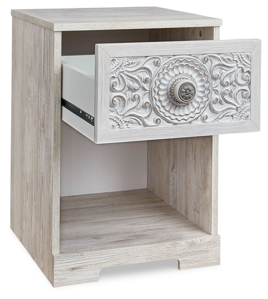 Paxberry - One Drawer Night Stand - Open Cubby - Whitewash by Ashley – view 4