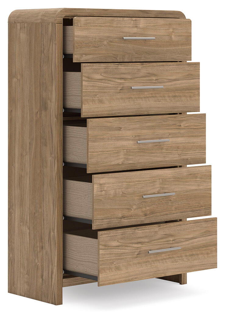 Gramburg - Five Drawer Chest - Warm Natural Brown by Ashley – view 4