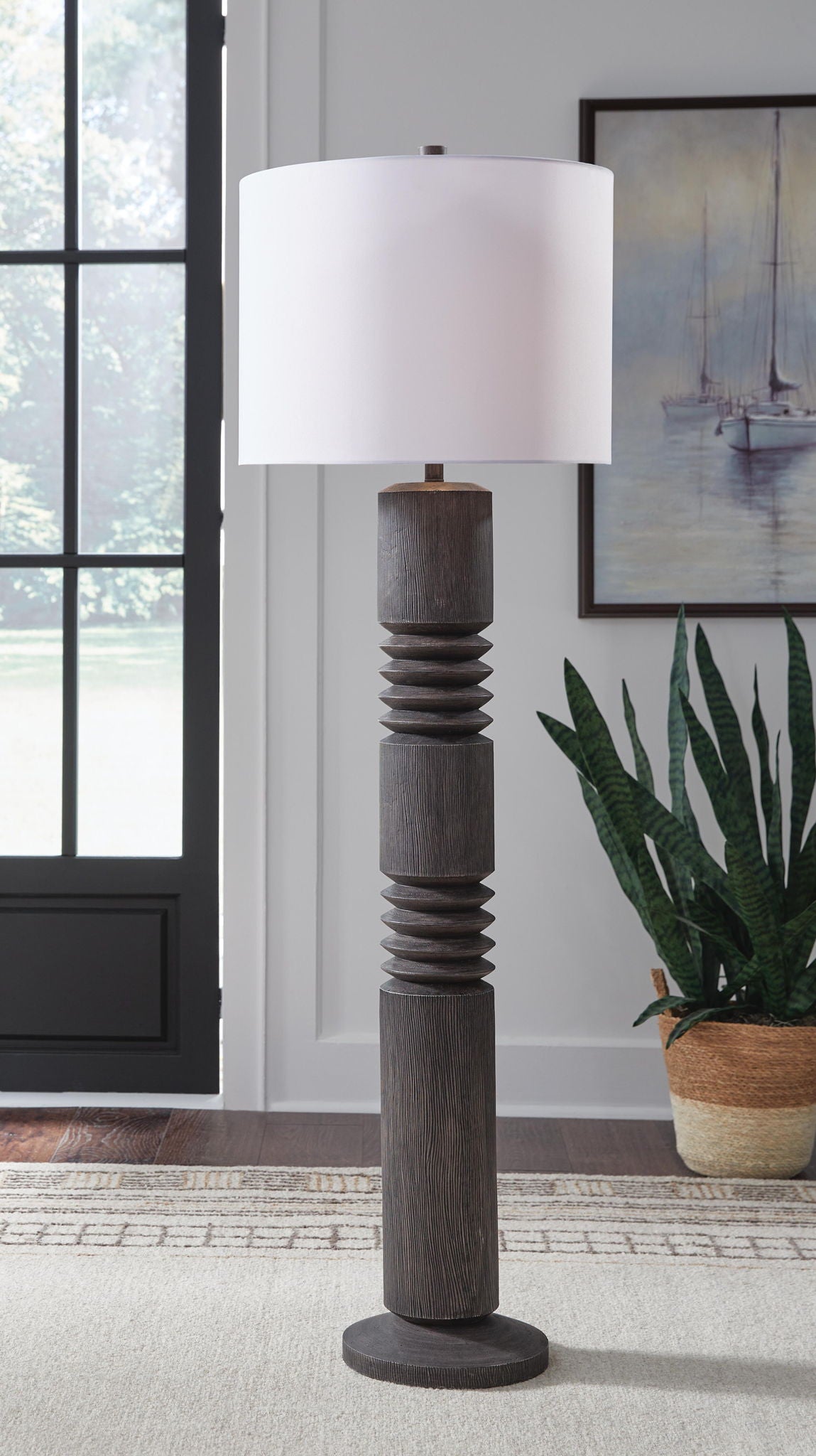 Fainwell - Poly Floor Lamp - Distressed Black by Ashley – view 4