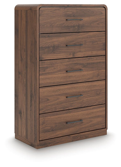 Fortlorn - Five Drawer Chest - Walnut Brown by Ashley – view 4