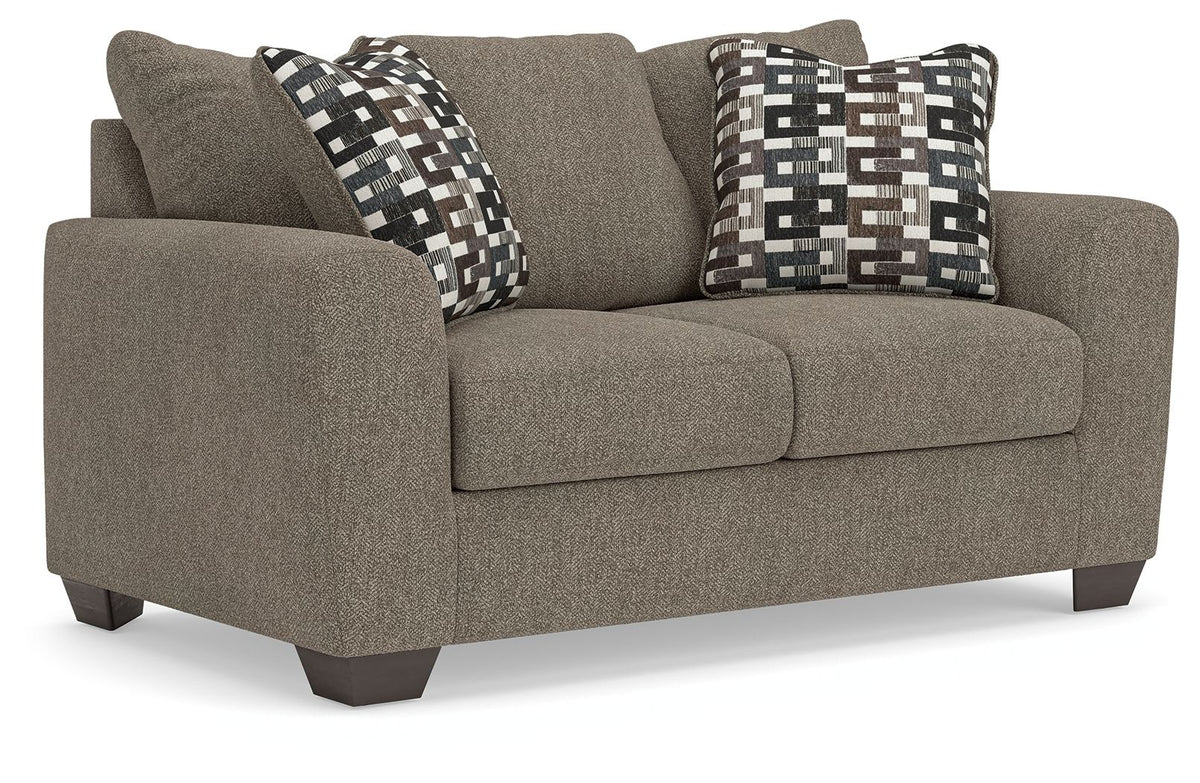 Triston-Peaks - Loveseat - Suede – Stationary Loveseats