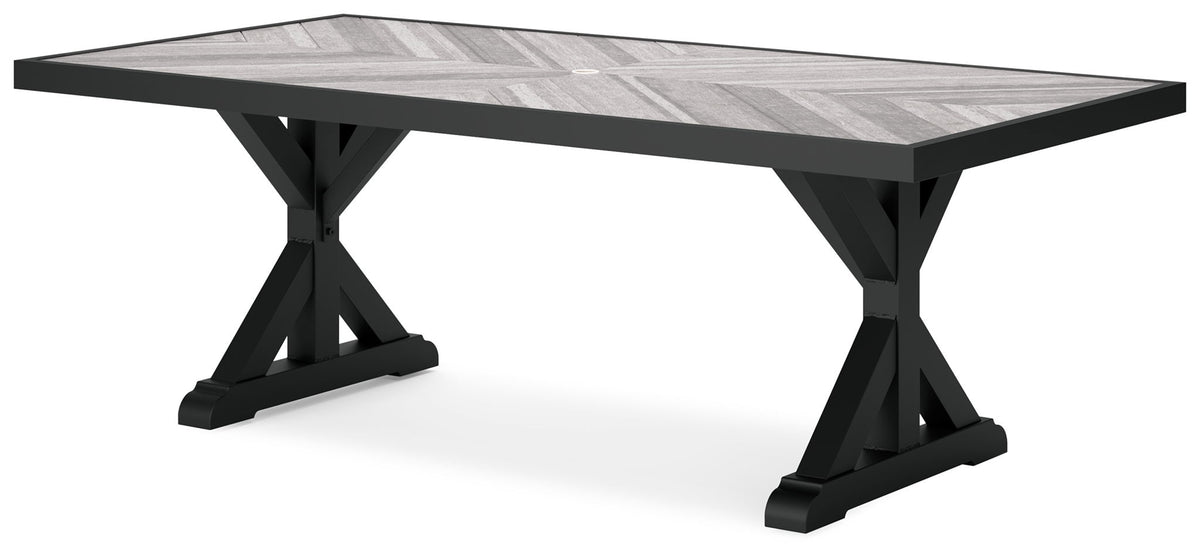 Beachcroft - Rectangular Dining Table With Umbrella Option - Black / Light Gray by Ashley – view 4