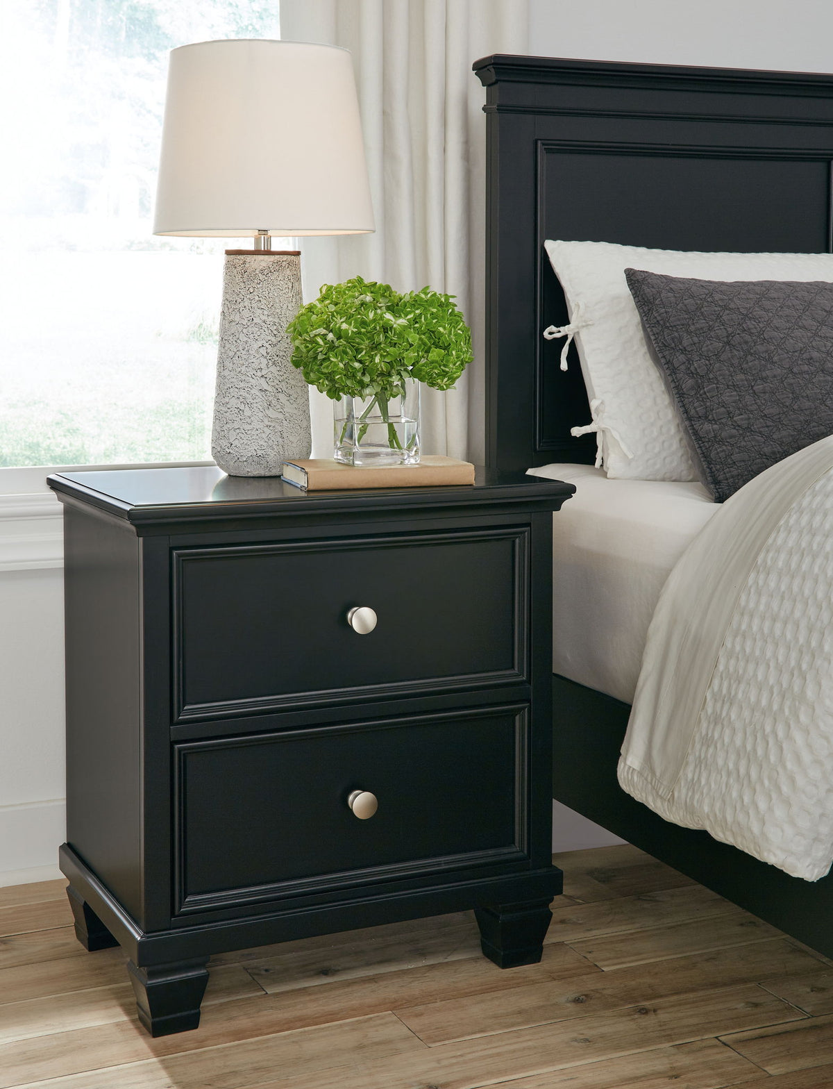 Lanolee - Two Drawer Nightstand - Black by Ashley – view 4