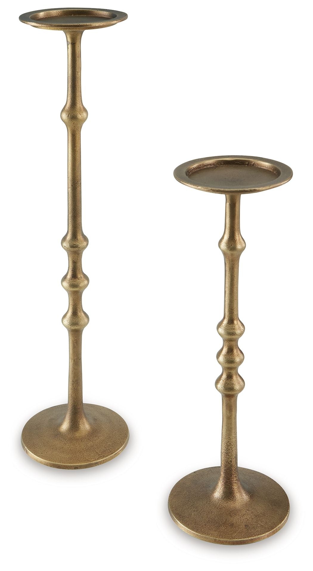 Larwick - Candle Holder Set (Set of 2) - Antique Brass Finish by Ashley – Candles & Holders