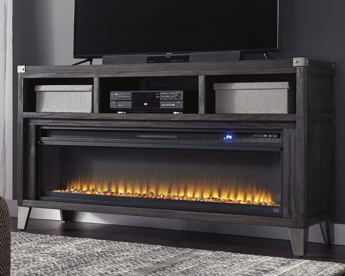 Todoe - 2 Pc. - 65" TV Stand With Wide Fireplace Insert - Gray by Ashley – view 4