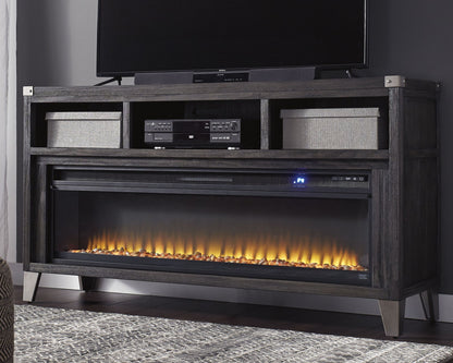 Todoe - 2 Pc. - 65" TV Stand With Wide Fireplace Insert - Gray by Ashley – view 4